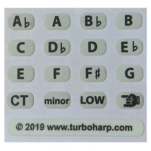 TurboHarp Harmonica Key Labels 16 count