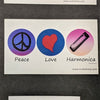 TurboHarp Stickers - Peace, Love, Harmonica